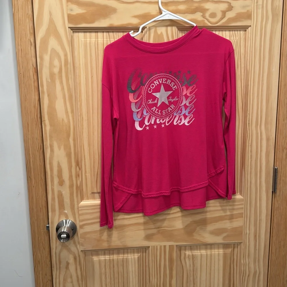 Converse Pink Long Sleeve Tee Casual Comfort